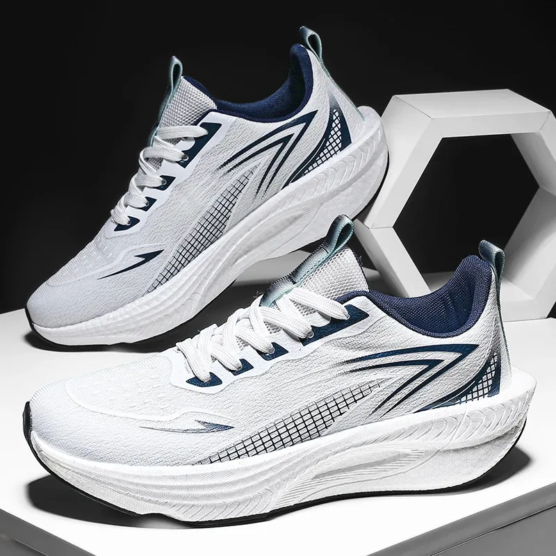 Lightweight Men's Running Sneakers Carbon Board Speciality Marathon Men Sports Breathable Walking Athletic Nonskid Sneakers Man