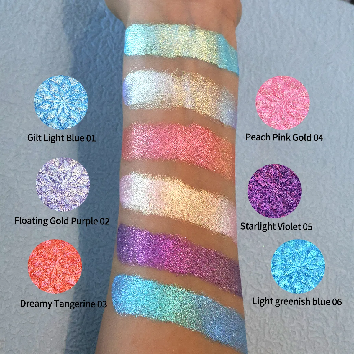 Palette de fard à paupières caméléon pour les yeux-ensemble de fard à paupières pressé Duochrome personnalisable finition nacrée infusée de paillettes Pri — image 2