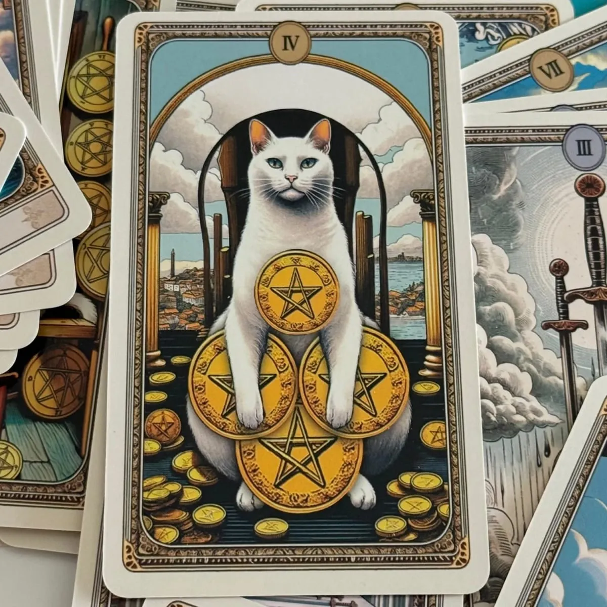 Cat Tarot Deck in Metal Box 12*7cm Cute Kitten Tarot Cards with Paper Guidebook with Paper Guidebook for Cat Lovers Board Games — image 5