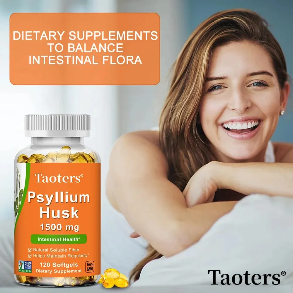 Psyllium Husk Supplement-Natural Soluble Fiber Promotes Digestion Supports Immunity and Promotes Intestinal Health 120 Capsules