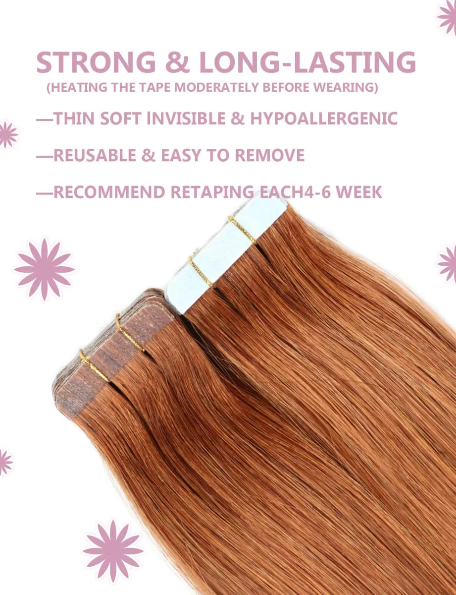 20pcs/pack Tape in Human Hair Extensions Silky Straight Real Human Hair Extensions Seamless Tape in Real Human Hair Extensions