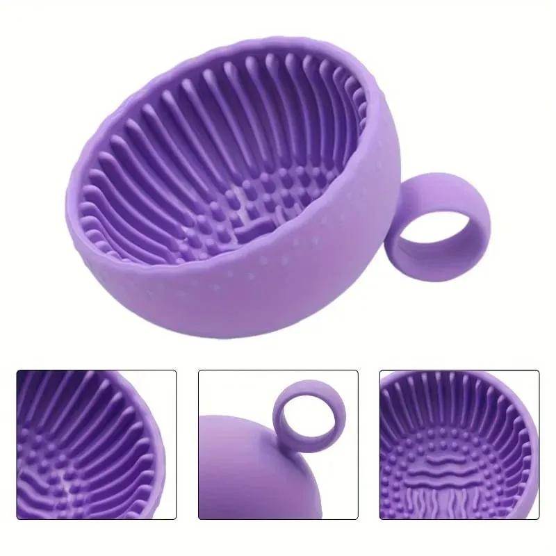 Silicone Makeup Brush Cleaner Bowl 1pcs Unscented Brush Cleaning Mat with Scrubber Pad for Eyebrow Blush Facial & Eye Brushes — image 6