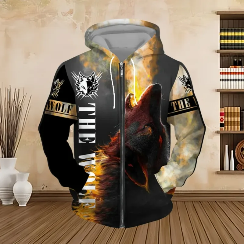 Spring and Autumn Men's Hoodie Sweatshirt 3D Digital Print Tiger Series Zip up Hoodies Fashion Personalized Sweatshirt for Men — image 10
