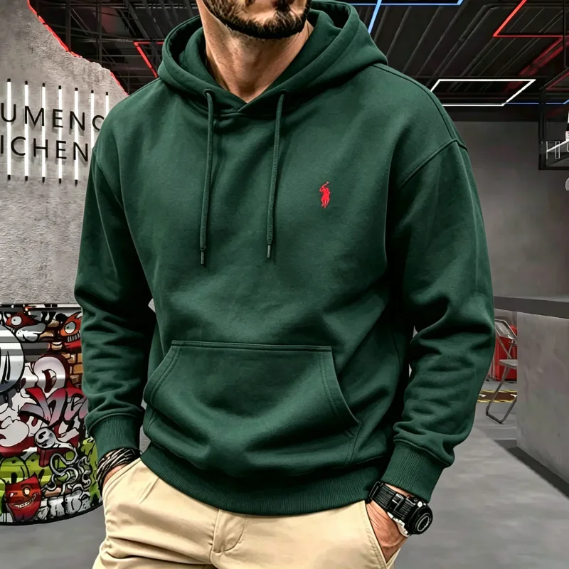 High-end masculino com capuz de manga comprida 2026 outono-inverno luxuoso elegante cavalo bordado golfe topo casual moletom com capuz roupas masculinas — image 7