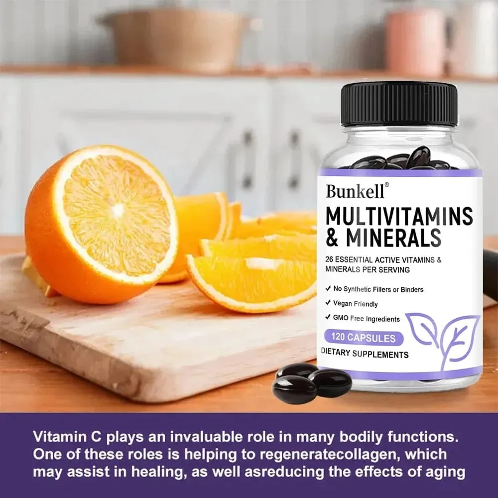 Multivitamin and Minerals - Daily Supplement Antioxidants Skin Repair Liver Health Maintenance Energy Boost 120 Capsules — image 6