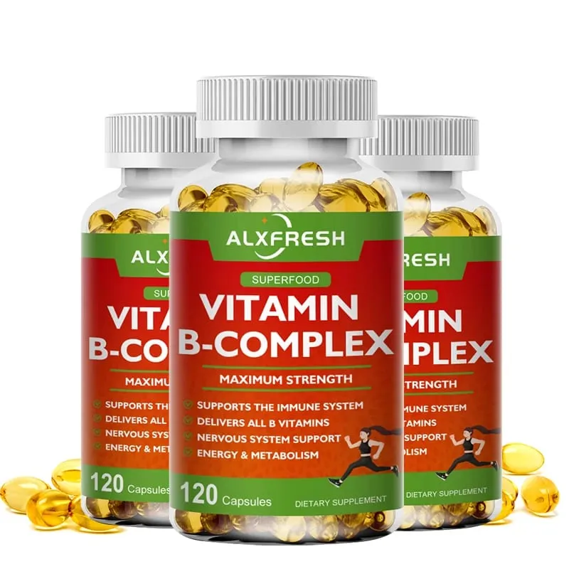 B-Komplex-Vitaminpräparate (B12 B1 B2 B3 B5 B6 B9 Folsäure und Biotin) zur Linderung von Stress, Stimmung und Unterstützung des Immunsystems