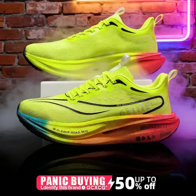 Men Running Shoes Carbon Board Speciality Marathon Sports Breathable Lightweight Women's Comfortable Athletic Nonskid Sneakers