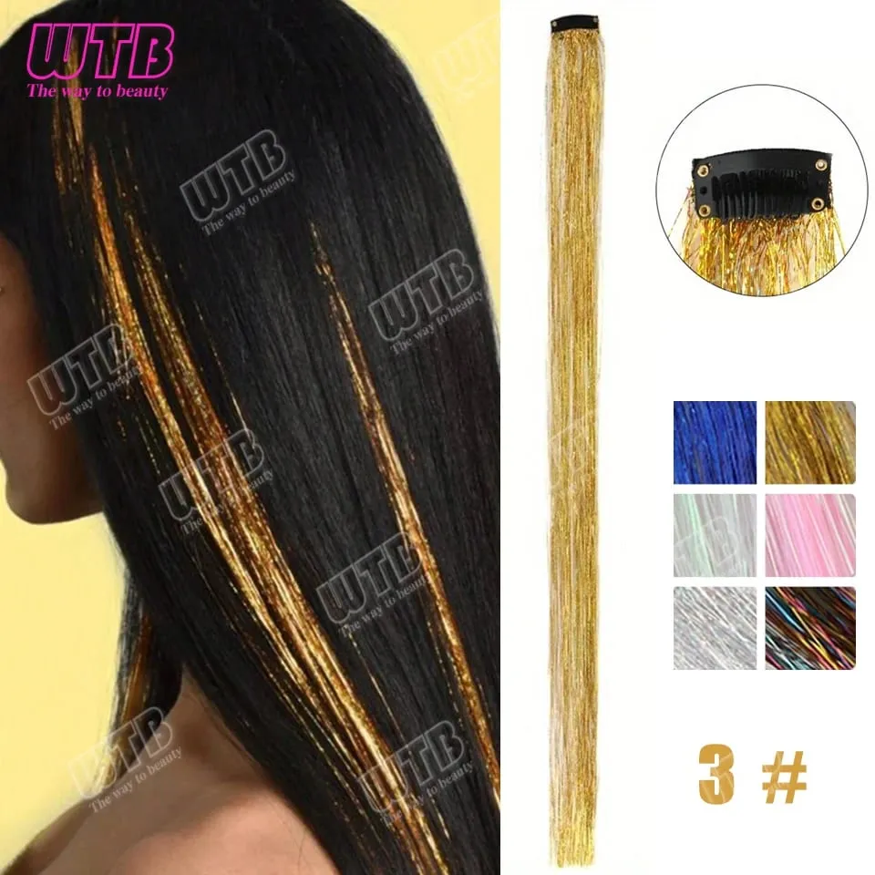 Multi-Color Glitter Synthetic Hair Extension Wig BB Clip Style Suitable for Women and Girls to Wear During Holidays and Events — image 18