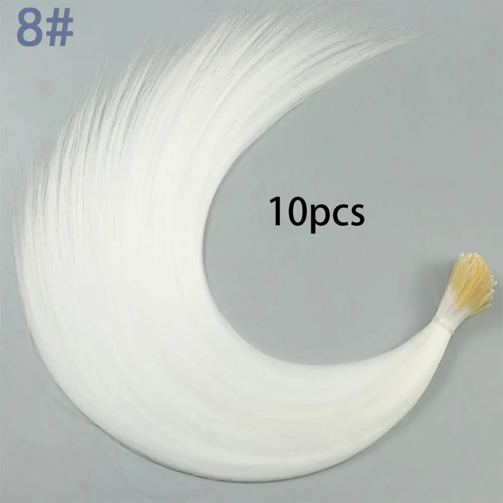 Synthetic Colored I-Tip Stick Hair Extensions Straight Hair 16 Inch For Women High Temperature 10 Strands/Pack Colors