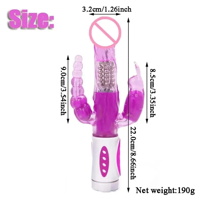 Ốp Thỏ Máy Rung 3 Trong 1 Điểm G Clit Hậu Môn Hạt Máy Kích Thích 10 Chế Độ Đâm Rung Đồ Chơi Tình Dục dành Cho Nữ