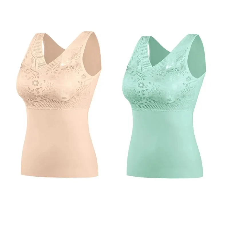 Women Winter Lace Padded Thermal Vests Soft Skin‑Friendly Undershirts Comfortable Sleeveless Inner Versatile Daily Tank Tops — image 16