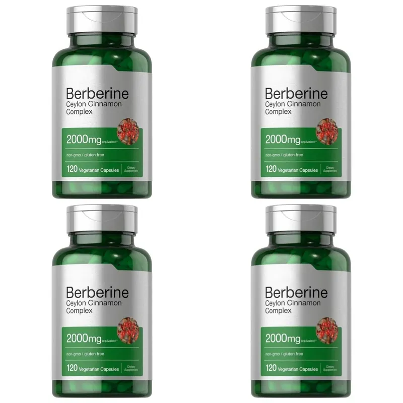 Berberin-Ceylon-Zimt-Komplex, 2000 mg, vegetarische Kapseln, gentechnikfrei, glutenfrei, tägliche Wellness-Ergänzung für Erwachsene, 120 Stück