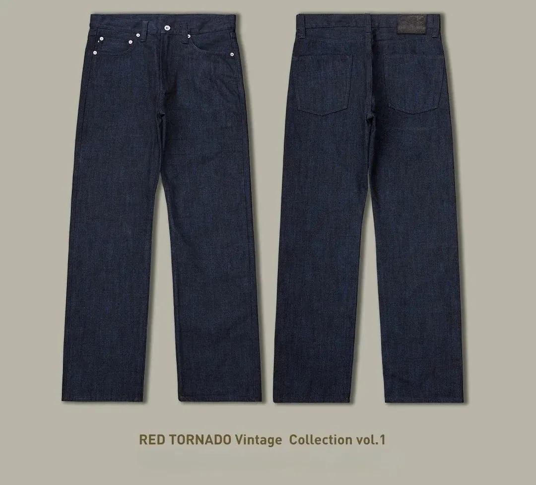 Red Tornado Men's 16oz Selvedge Denim Jeans 666 Slim Straight Midnight Blue Heavyweight Cotton Casual Pants