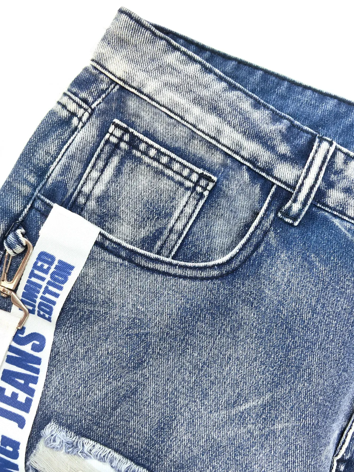 Men's jeans slim fit motorcycle straps blue denim trousers washed blue cut holes multi-craft hip-hop streetwear daily men Pants — image 6