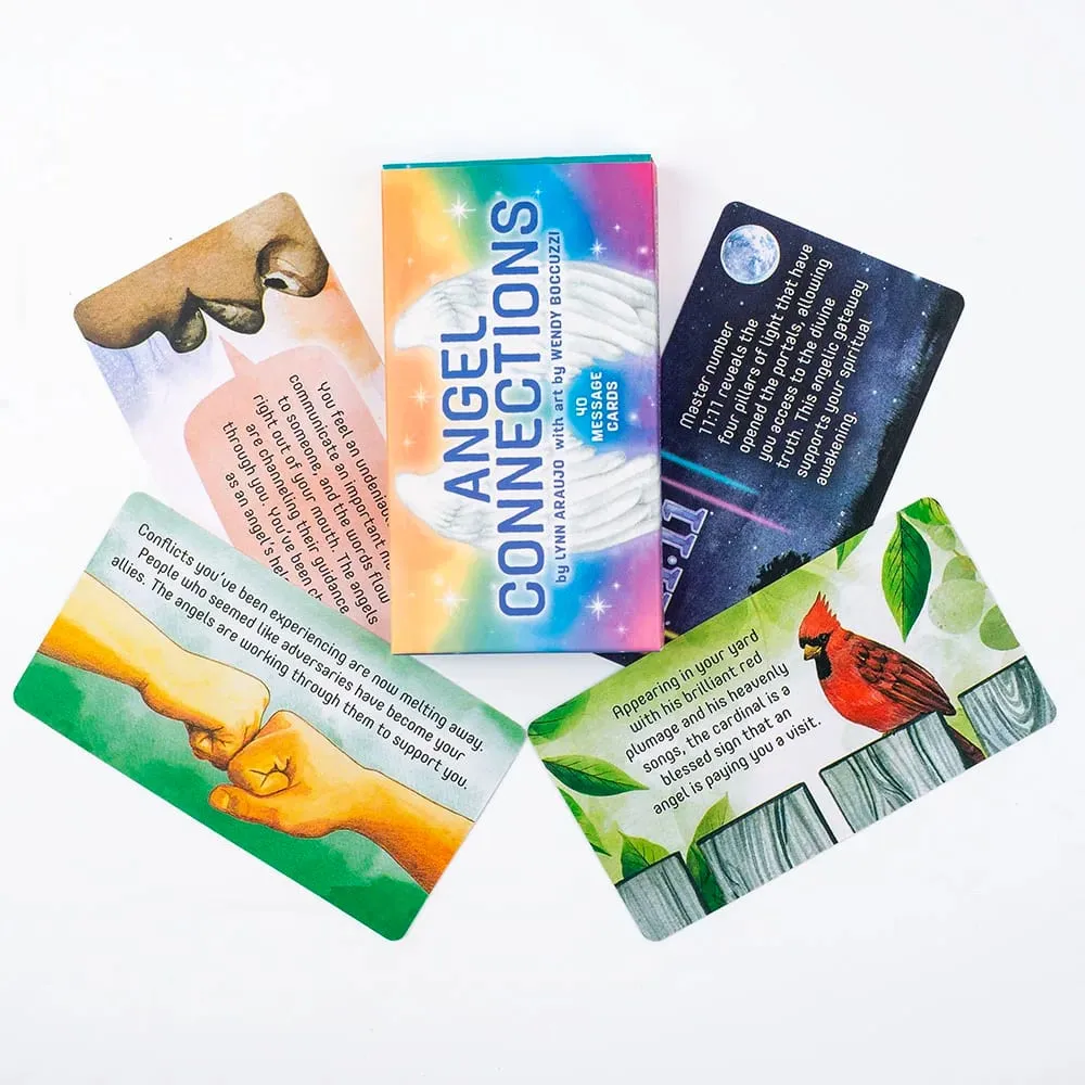 Angel Connections 11x6cm 40 Message Cards for Receiving Angel's Blessings Featuring Angel Images Perfect for Family Board Game