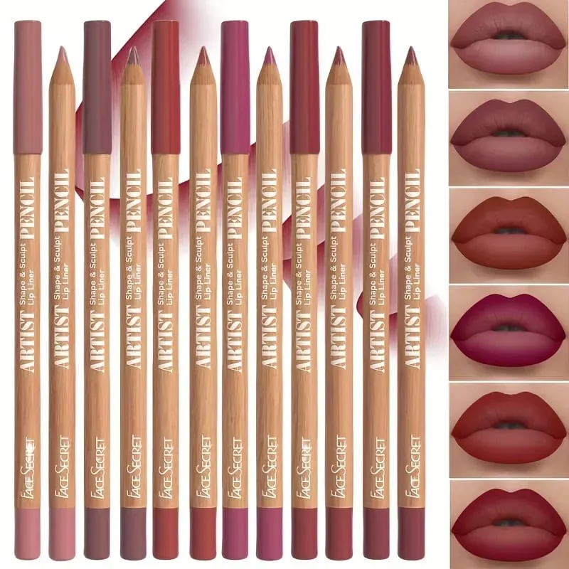 6pcs Set Nude Lip Liner Set Long-Lasting Waterproof Velvet Matte Lip Pencil Lip Makeup Berry Brown Pink