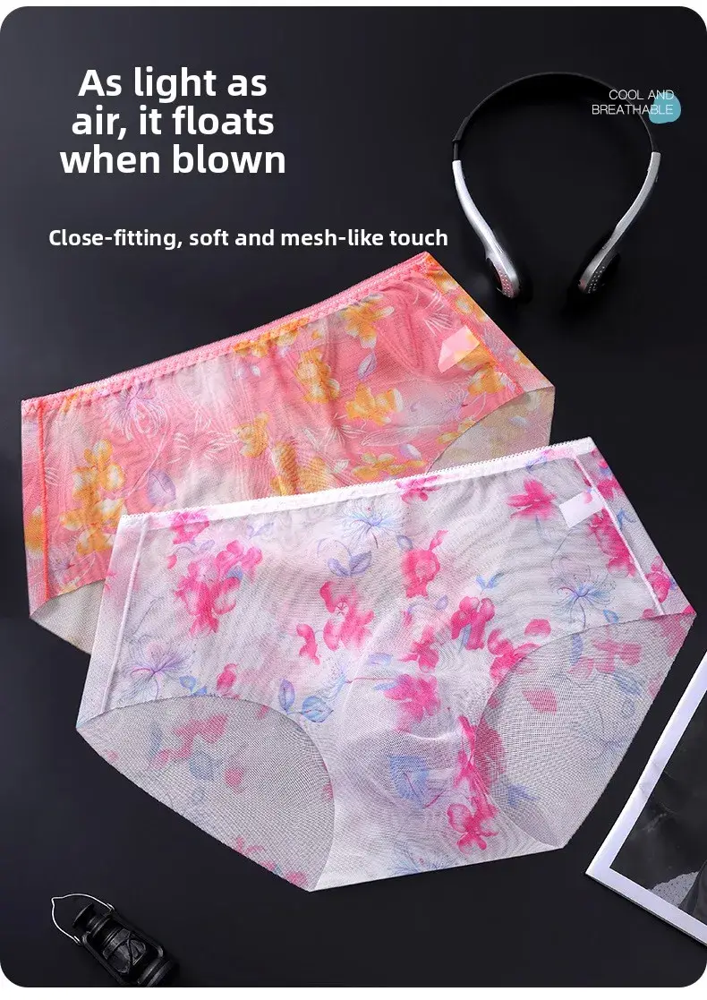 Men's 3D Space Capsule Molded Pouch Briefs Floral Print Sheer Mesh Ice Silk Ultra Thin High Elastic Male Underwear — image 6