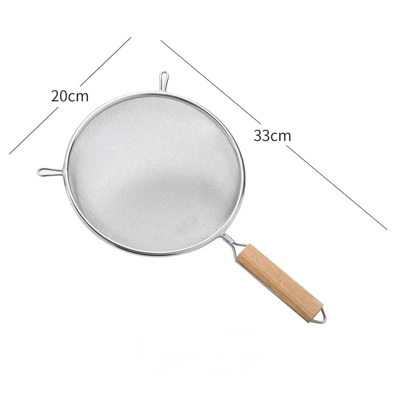 1-3pcs Wooden Handle Flour Sifter And Strainer Fine Mesh Stainless Steel for Home Baking Cooking Juice And Powder Filtering