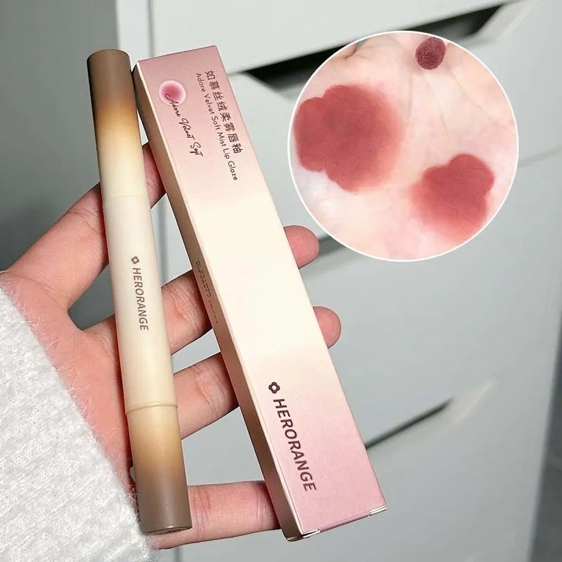 Mousse Velvet Matte Lip Tint Sponge Tip Design Creamy Non-Dry Texture Soft Foggy Finish for Natural Daily Lip Makeup — image 3
