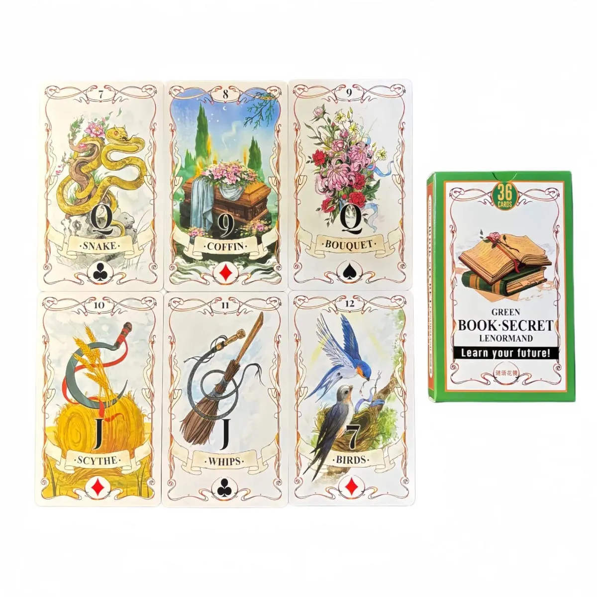 Green Book Secret Lenormand Oracle Cards 36PCs English Version Old Style Lenormand Oracle Card Divination Board Game — image 4