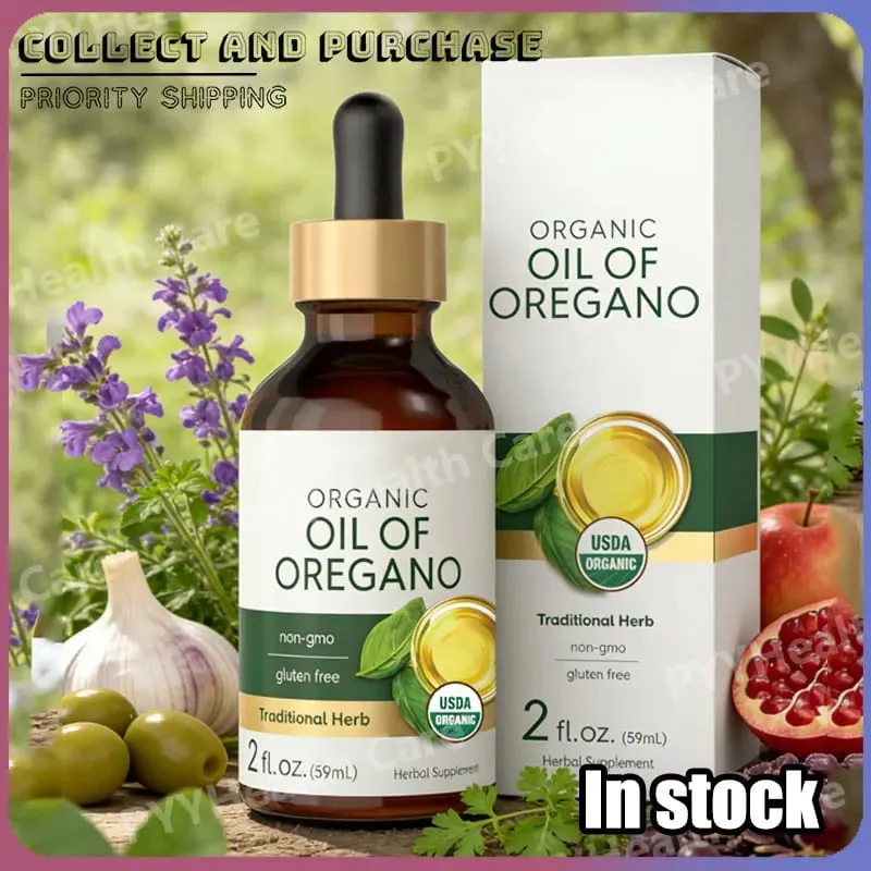 Organic Oil of Oregano Liquid Drops Vegan Herbal Supplement Daily Nutritional Support 60ml Per Bottle — image 1