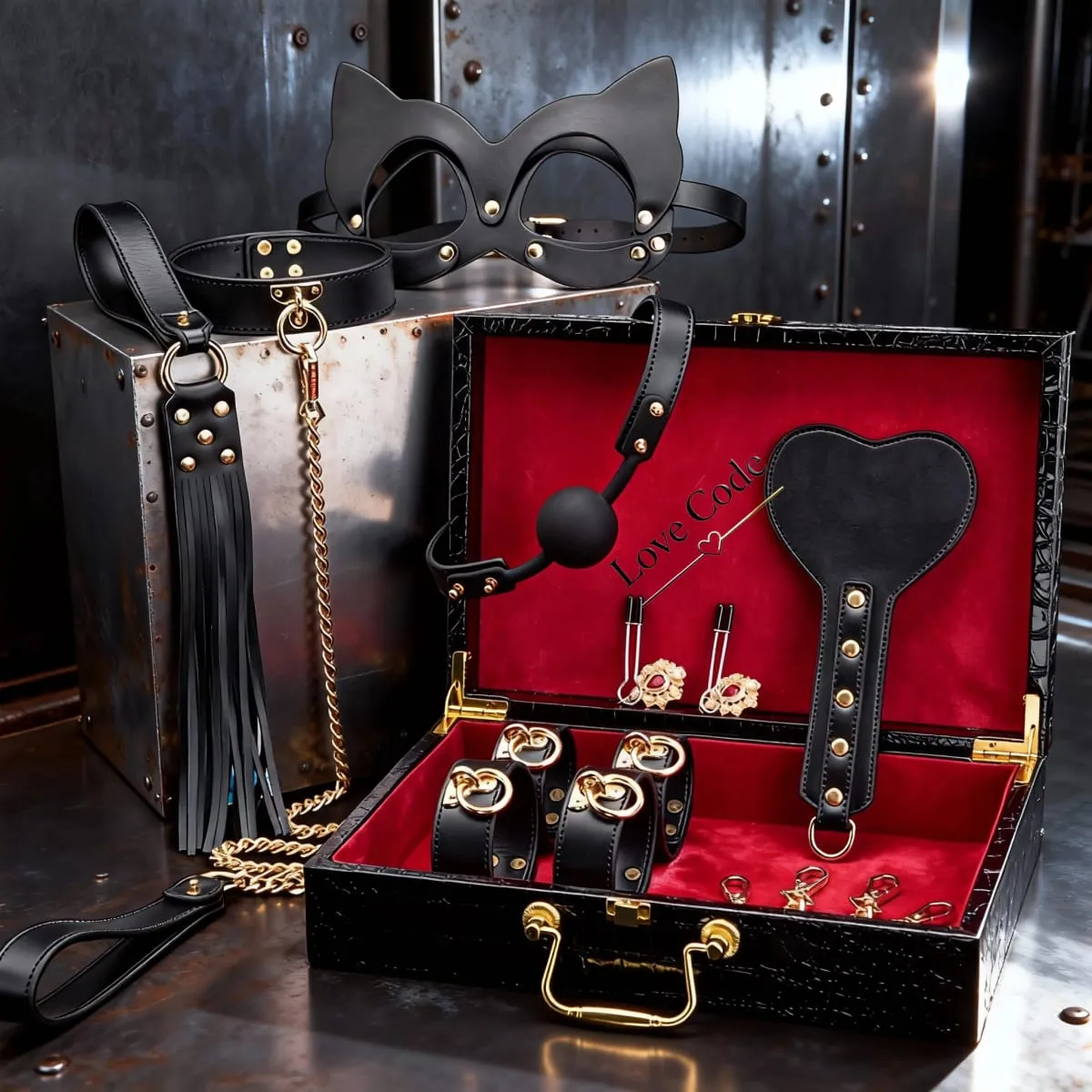 ของแท้หนัง BDSM Bondage ชุดของเล่นสำหรับคู่ Handcuff ข้อเท้า Cuffs COLLAR Gag Hogtie Restraints SM ชุดผู้ใหญ่รักเกม