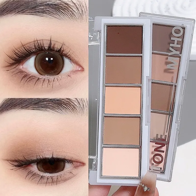5-color Eyeshadow Palette Matte Natural Brown Portable Bronzers Cosmetic Contouring Shadow Earth Color Eye Shadow Makeup Palette