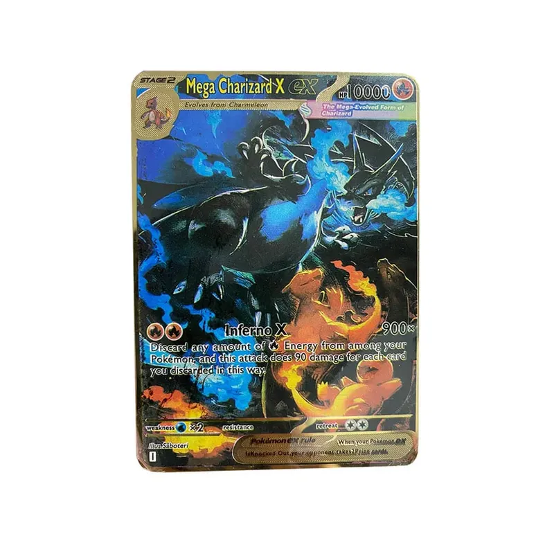 Pokemon Card Vmax Metal Pokémon Letters Pikachu Gx Mewtwo Charizard Vstar Anime Games Mga Laruan Golden Iron Playing Card Mga Regalo ng Bata