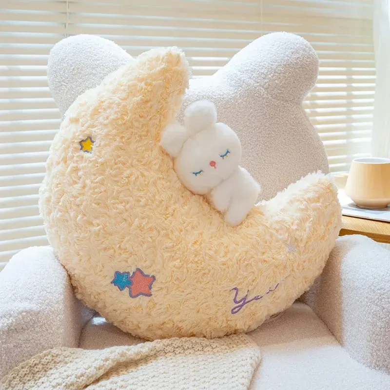 45cm Kawaii Pillow Rabbit Cartoon Star Moon Pillow Cushion Creative Happiness Soft Family Plush Toy Sofa Home Decor Plush Pillow — image 12