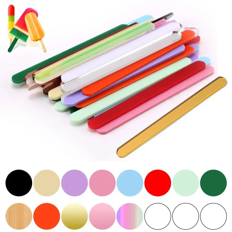 Food Grade Acrylic Ice Cream Sticks 10pcs/set Colorful Light Popsicle Stick Stirring Rod Distinguishing Labels Kitchen Tools — image 2