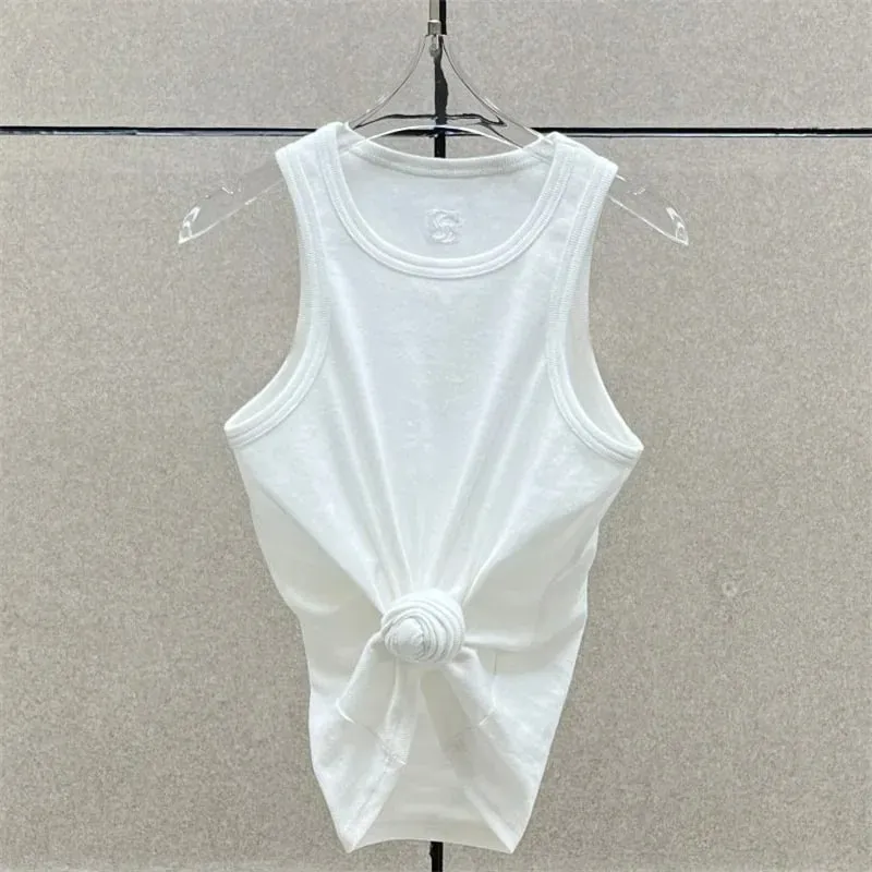 Women's vest New elastic knitted slim fit sleeveless top for summer 2026 Cotton blend round neck pullover women's corset T-shirt — image 11