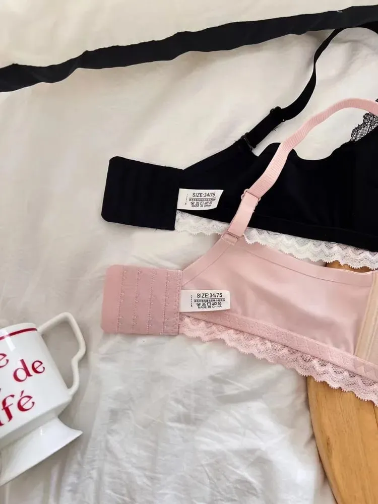 Japanese Anime Lace Bra Set Push Up Wireless Bralette Small Bust Seamless Sexy Triangle Cup Lingerie Set Spring Summer MOYISU — image 5