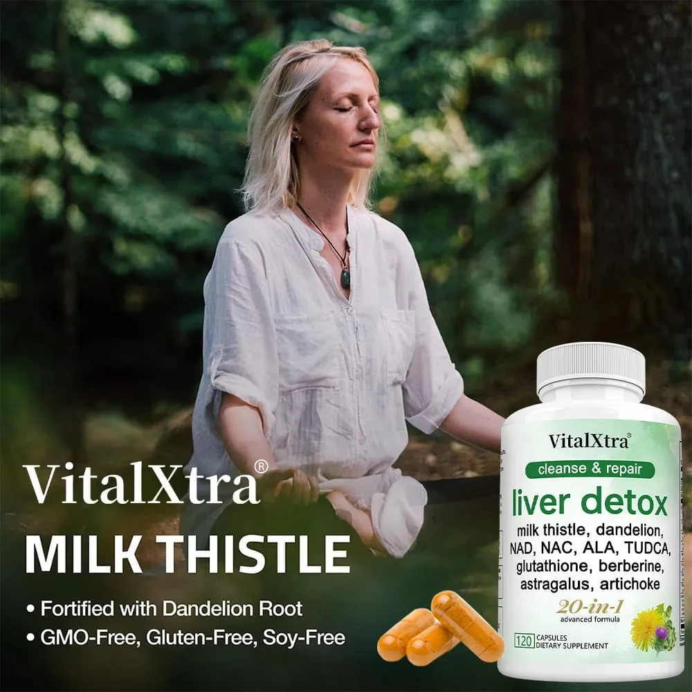 Liver Support Capsules Milk Thistle Dandelion Supports Liver Cleanse & Detox Wellness Antioxidant & Digestive Health