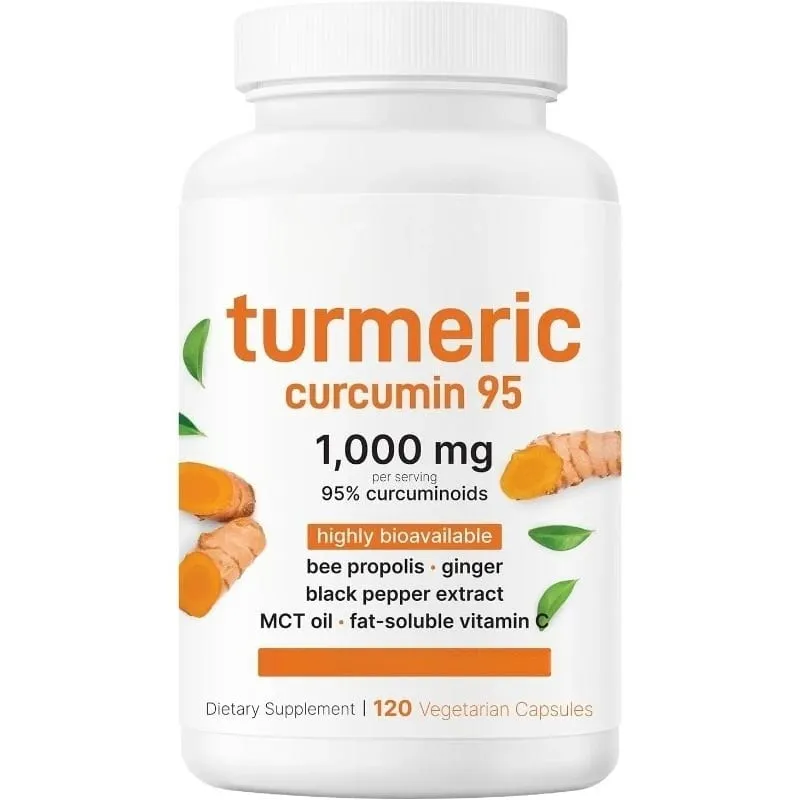 Turmeric Curcumin Supplement 1 000mg–95% Curcuminoids with Black Pepper & Ginger–Supports Joint & Antioxidant Health 120Capsules