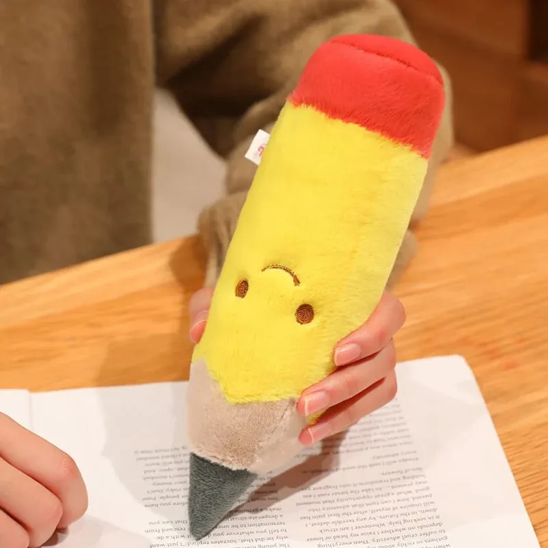 13/20cm Pencil Case Stationery Plush Humanoid Toy Stuffed Kawaii Eraser Ruler Doll Pendant with Loop Plushie Decor for Bag — image 3