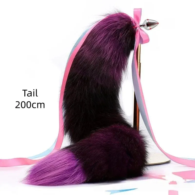 200cm Detachable Metal Butt Plug Fox Tail Cosplay Toys with Fetish Cosplay Fancy Dress Accessory for Couple BDSM Sex Flirt Prop — image 10