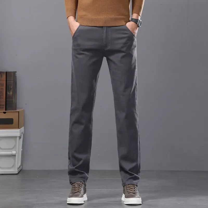 2026 New Cotton Elastic Men's Jeans Spring Fitted Straight Business Casual Trousers Soft Comfortable Fashion Korean Denim Pants — image 4