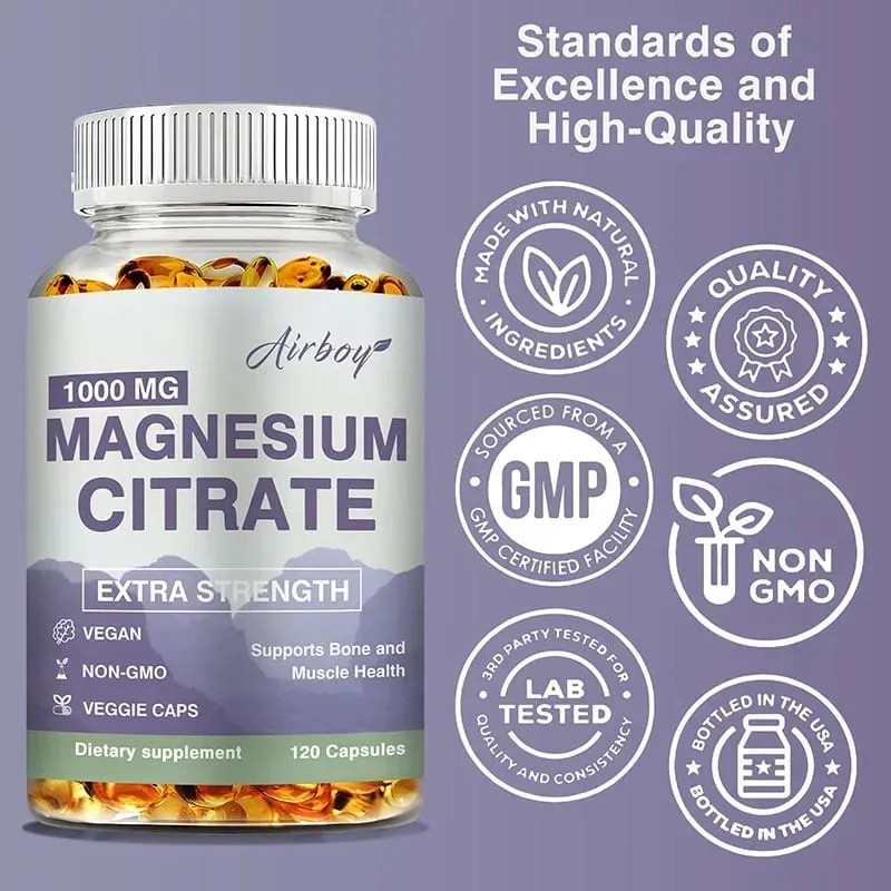 Magnesium Citrate - Supplement para sa Stress Relaxation Bone Sleep Kalusugan ng Puso Nerve Muscle at Metabolism