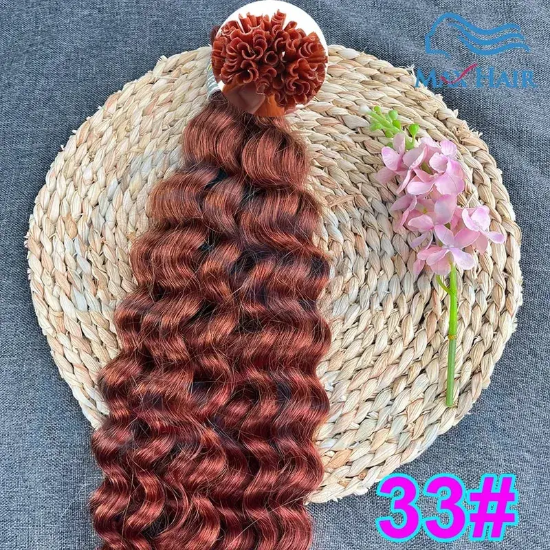 Keratin U Tip deep wave Human Hair Extensions 18-30 Inch Remy Hair Extensions High Quality Remy Human Hair salon Extensions — image 14