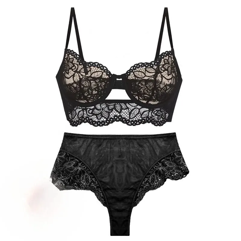 French Lace Bra Set with Soft Underwire Push Up for Small Bust Lightweight Comfort Anti Sagging Lingerie AU Sizes MOYISU-Sexy AB