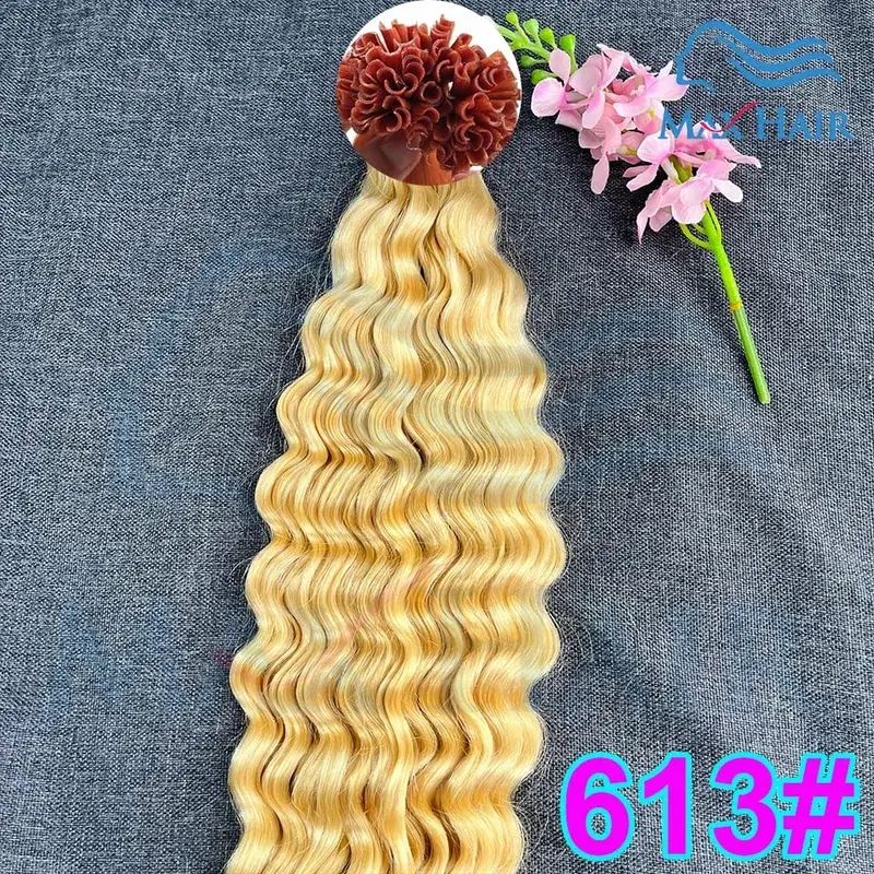 Keratin U Tip deep wave Human Hair Extensions 18-30 Inch Remy Hair Extensions High Quality Remy Human Hair salon Extensions — image 17
