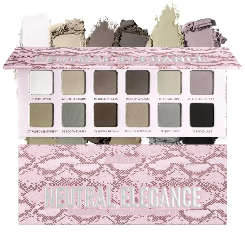 Afflano 12 Colors Eyeshadow Palette Matte Shimmer Lavender Purple Eye Shadow Smoky Punk Blendable Lasting Halloween Eye Makeup — image 6