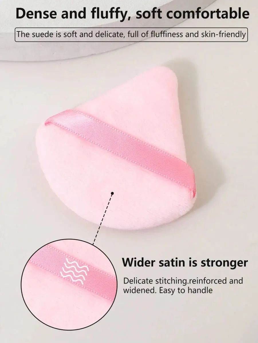 10 Pcs Triangle Velvet Powder Puff Pizza Flours Mini Face Makeup Sponge Cosmetics Washable Lightweight Makeup Tool