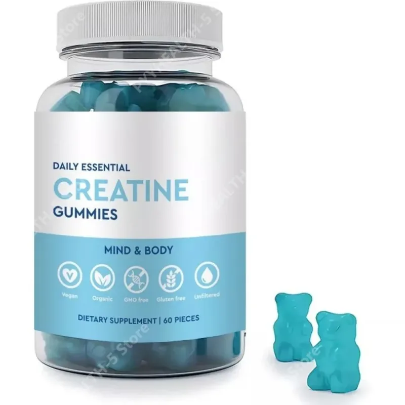 Creatine Gummies Vegan Bukan GMO Tanpa Gluten Organik Rendah Gula Menyokong Prestasi Olahraga untuk Dewasa Uniseks 60 Kiraan