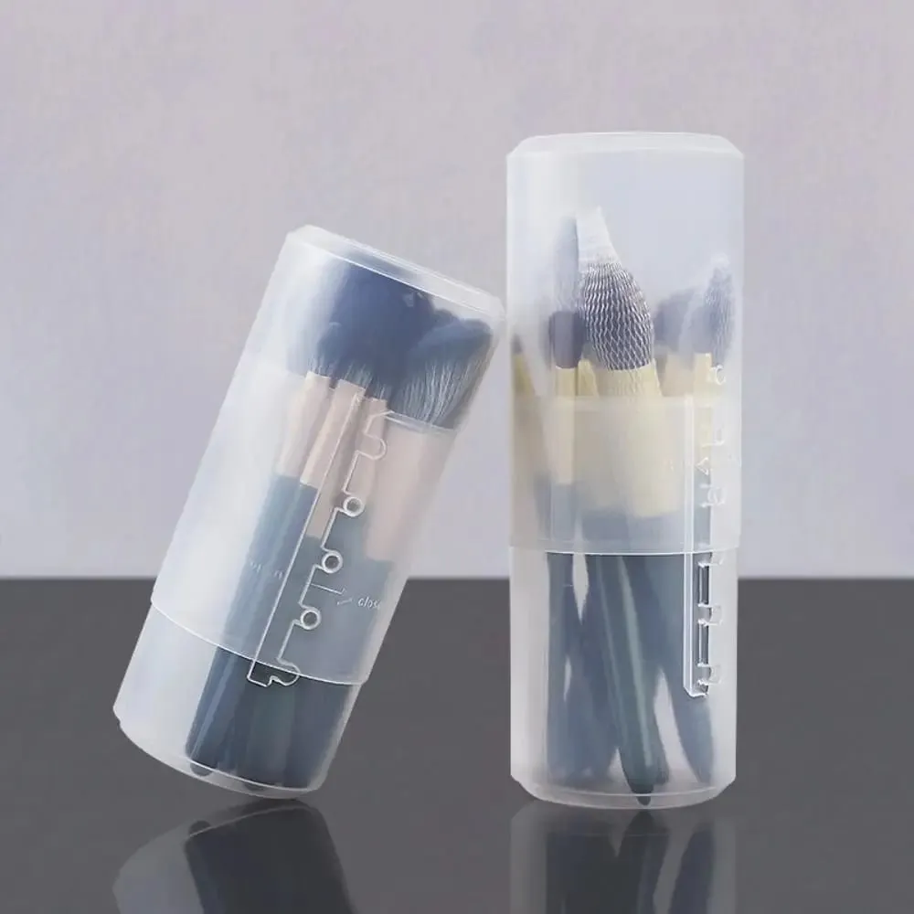 Nový průhledný, nastavitelná výška PVC držák štětce na make-up Organizér pro ukládání pohárků s víkem Prachotěsná krabice na toaletní potřeby