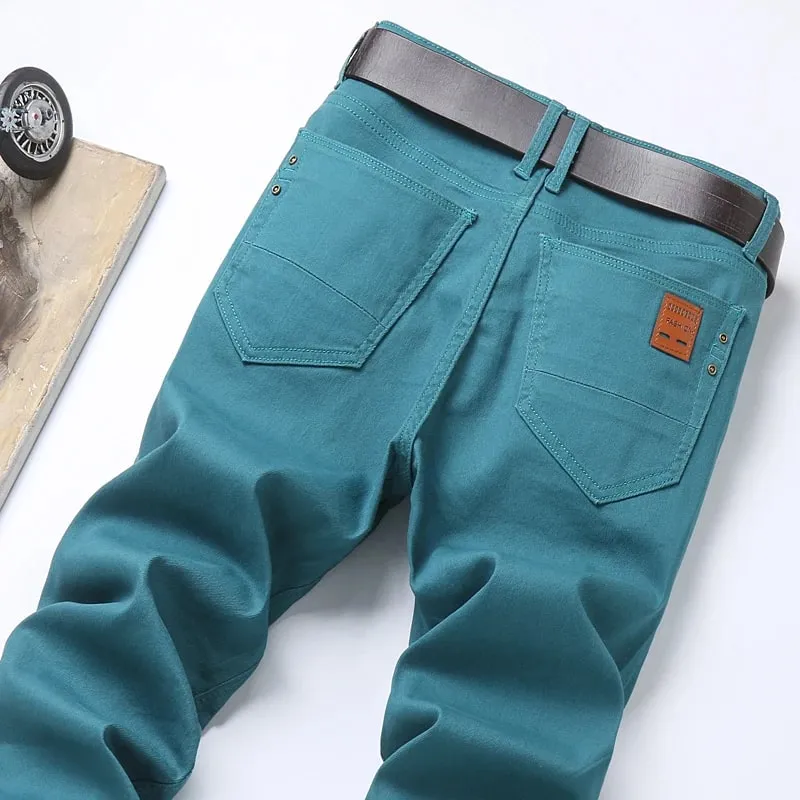 Spring New Men's Red Elastic Jeans Korean Slim Straight Leg Wash Denim Pants Comfortable Soft Casual Trendy High End Trousers — image 10