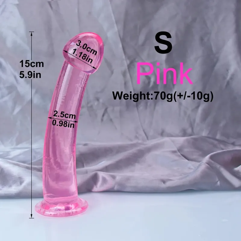 Cheap TPE Transparent Anal Plug Jelly Dildo 4Sizes Suction Cup Cock Vaginal Masturbation Soft Small Penis Women Man Sex Toys