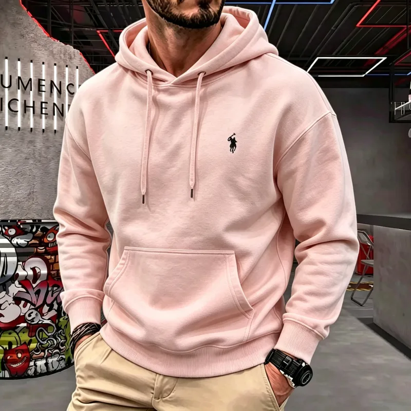 High-end masculino com capuz de manga comprida 2026 outono-inverno luxuoso elegante cavalo bordado golfe topo casual moletom com capuz roupas masculinas — image 9