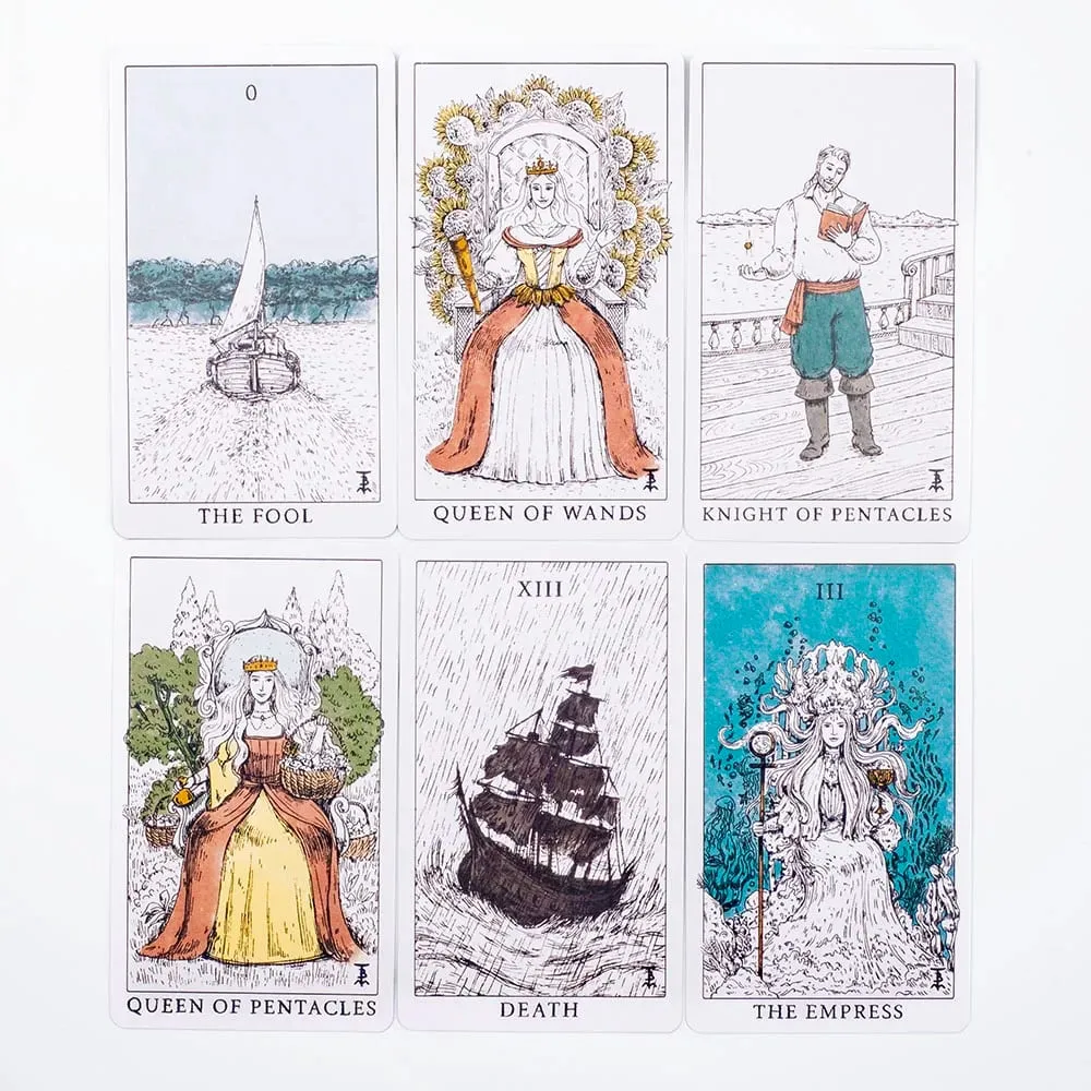 Ozean-Themen-Tarot-Deck „Sturm“, Wahrsagungsset mit 78 Karten, 10,4 x 6,1 cm, wunderschön gestaltet für Brettspiele und Tarot-Lesen — image 4