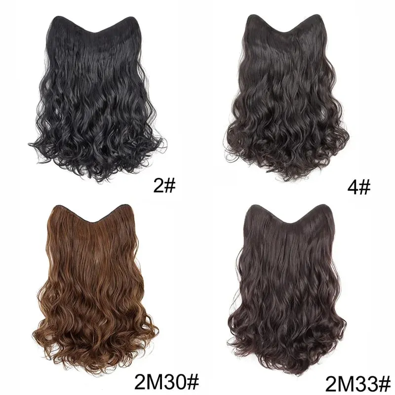 20Inch Synthetic Long Curly Wavy Hair Extension Fluffy Increase Volume Extension Hairpiece for Women Daily Use